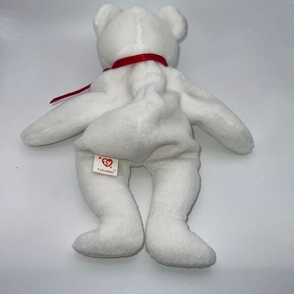 1994 Rare Valentino Stretch Style White TY Beanie Babies Collection Teddy Bear - Picture 3 of 9